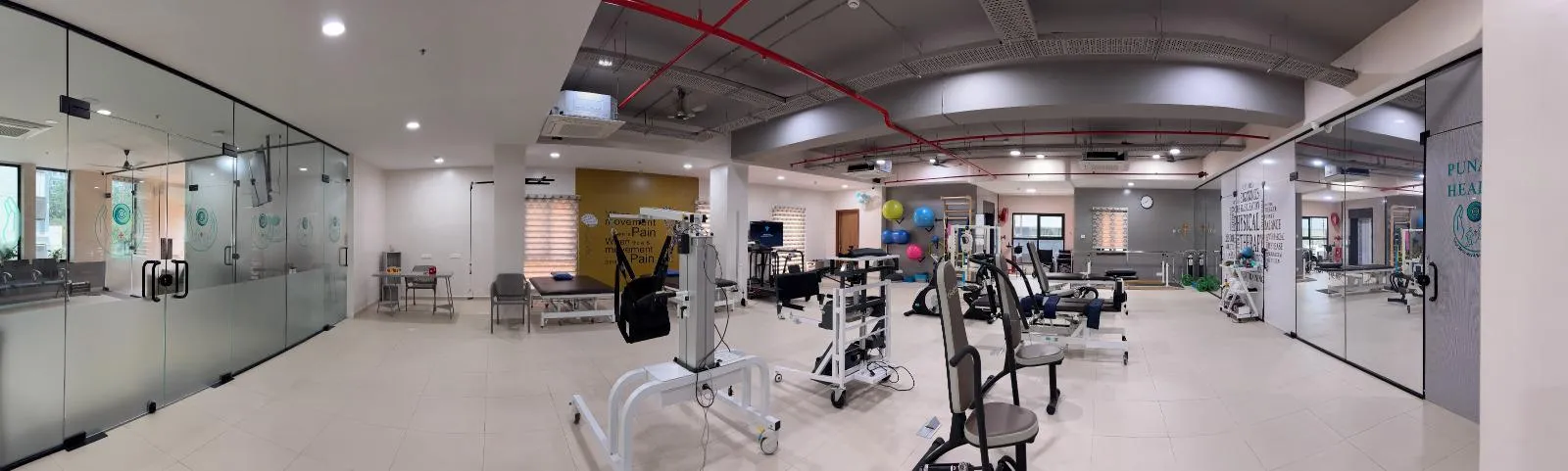 The physiotherapy floor, viewed from the entrance